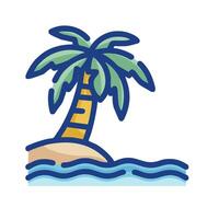 A palm tree on an island with water vector