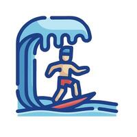 Surfer on wave icon vector