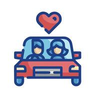 A couple in a car with a heart above it vector