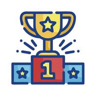 A trophy with a star on top and a ribbon vector