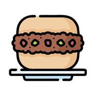 A hamburger is shown on a plate vector