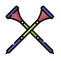 Two crossed sticks with a red and green handle vector