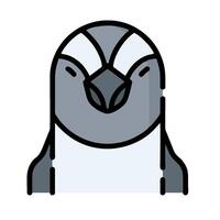 A penguin is shown in a flat line style vector