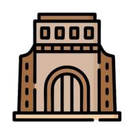 A building with a tower and a gate vector