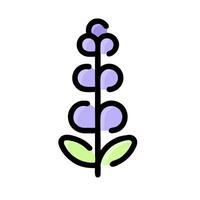A purple flower with green leaves on it vector