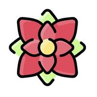 A red flower with green leaves on it vector