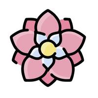 A pink flower with a yellow center vector