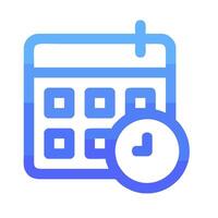 A calendar icon with a clock on it vector