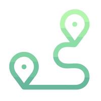 A green and white logo with a map pointer vector