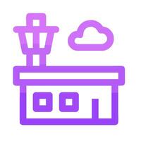 A purple and white icon of a building with a clock tower vector