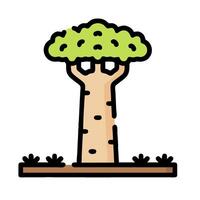 A tree with a green leaf on top of it vector
