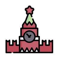 A red tower with a clock on top vector