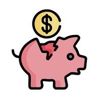 A piggy bank with a dollar coin inside vector