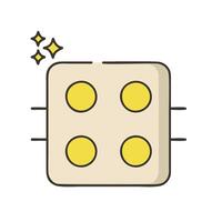 A dice with four yellow dots on it vector