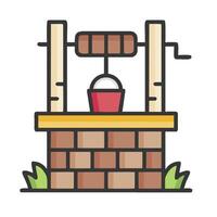 A well with a bucket and a bucket on top vector