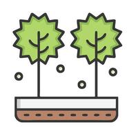 Two trees growing in a pot on a white background vector