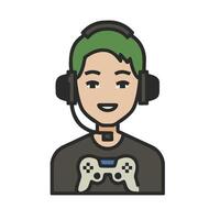 A man with headphones and a controller icon vector