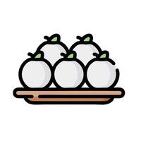 A plate with four apples on it vector