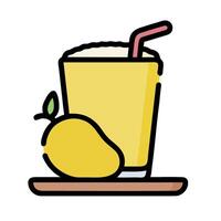 A lemonade with a straw and a slice of lemon vector