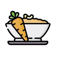 A bowl of rice with carrots in it vector
