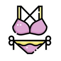 A pink bikini top and a yellow bikini bottom vector