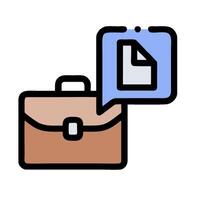 A briefcase with a file icon and a speech bubble vector