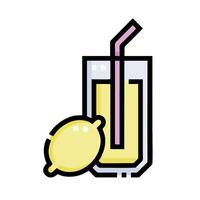 A lemon and a glass of juice with a straw vector