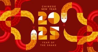 Lunar new year, Chinese New Year 2025 , Year of the Snake , line art ,outline ,Geometric shapes vector