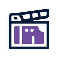 clapperboard icon. dual tone icon for your website, mobile, presentation, and logo design. vector