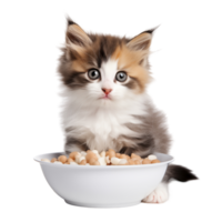 Adorable Fluffy Kitten Sitting In A Bowl Of Beans With Curious Expression png