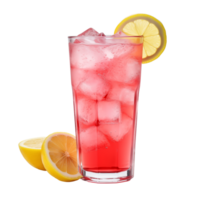 Refreshing Pink Lemonade In A Glass With Ice Cubes And A Lemon Slice Garnish png