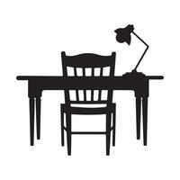 Reading table with lamp silhouette vector
