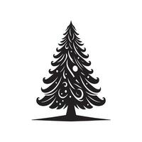 Christmas tree silhouette on white background vector