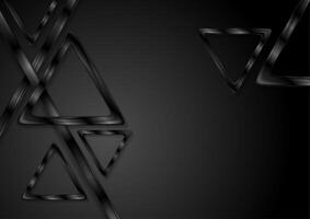Black tech glossy triangles background vector