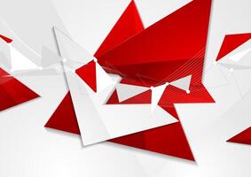 Red grey abstract technology low poly design vector