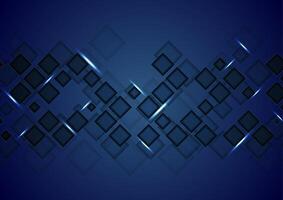 Dark blue tech abstract background with squares vector