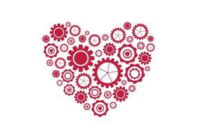 Red heart from tech gears background vector