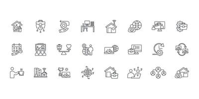 working from home icon set..Editable stroke.linear style sign for use web design,logo.Symbol illustration. vector