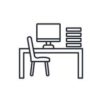 desk icon. .Editable stroke.linear style sign for use web design,logo.Symbol illustration. vector