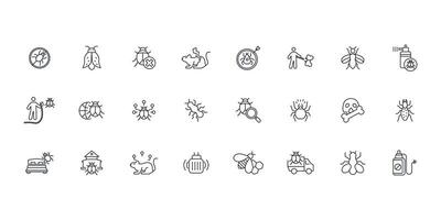 Pest control icon set..Editable stroke.linear style sign for use web design,logo.Symbol illustration. vector