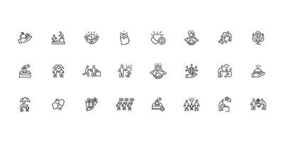 Altruism icon set..Editable stroke.linear style sign for use web design,logo.Symbol illustration. vector