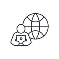 Global icon. .Editable stroke.linear style sign for use web design,logo.Symbol illustration. vector