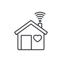 home wifi icon. .Editable stroke.linear style sign for use web design,logo.Symbol illustration. vector