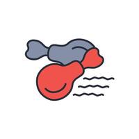 fried chicken icon. .Editable stroke.linear style sign for use web design,logo.Symbol illustration. vector