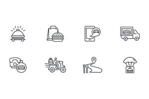 Food delivery icon set..Editable stroke.linear style sign for use web design,logo.Symbol illustration. vector