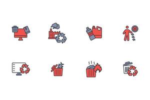 Waste icon set..Editable stroke.linear style sign for use web design,logo.Symbol illustration. vector