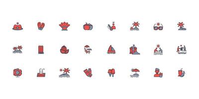 Summer icon set..Editable stroke.linear style sign for use web design,logo.Symbol illustration. vector