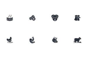 Meat icon set..Editable stroke.linear style sign for use web design,logo.Symbol illustration. vector