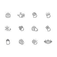 Brain icon set..Editable stroke.linear style sign for use web design,logo.Symbol illustration. vector