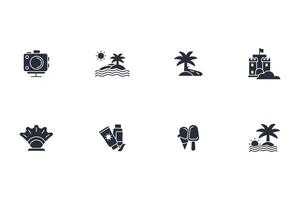 Summer icon set..Editable stroke.linear style sign for use web design,logo.Symbol illustration. vector